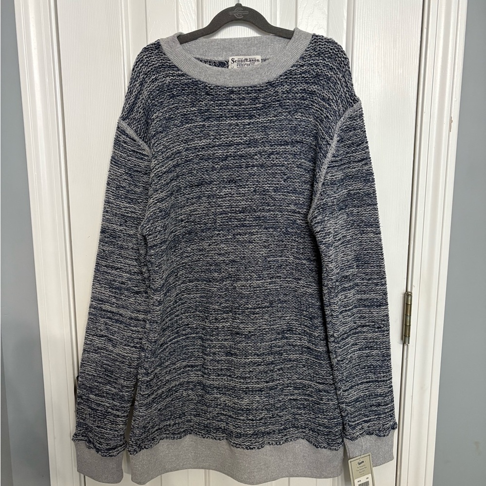 NWT Schott Bros Italian Crewneck Sweater Men's Size Small  In Navy Fall Knit